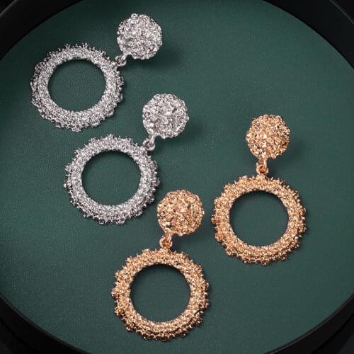 Fashion Gold Round Drop Earrings for Women Geometric Statement Small Metal Hanging Earrings Modern Female 2020 New Trend Jewelry