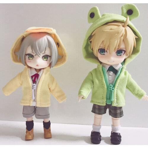 Molly ob11 pig 1/12 bjd doll coat yellow duck frog zipper jacket doll clothes Doll accessories