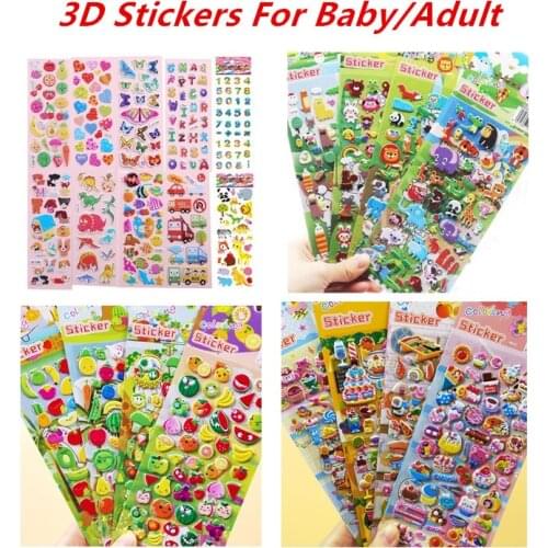 4PCS Kids Stickers 4 Sheets 3D Puffy Bulk Stickers Drawing Toy