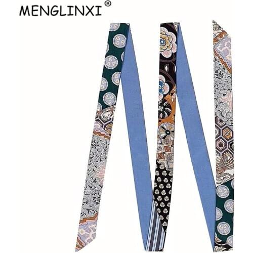 "Board game" Brand Long Skinny Scarf Fashion Head Scarves For Ladies Silk Scarf Women 200cm Dot Bag Ribbons Female Belt 2021