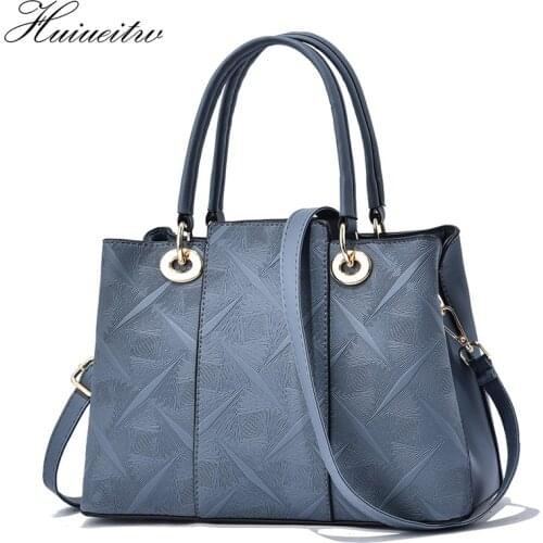 HUIUEITW 2021 New Women Bag Vintage Casual Tote Top-Handle Women Messenger Bags Purse Wallet Leather Shoulder student Handbag