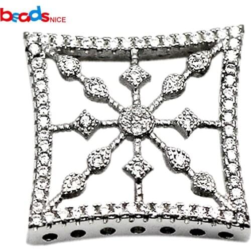 Beadsnice Silver 925 Multi Strand Necklace Clasp Jewelry Findings Square Handmade Gift Accessories ID37554