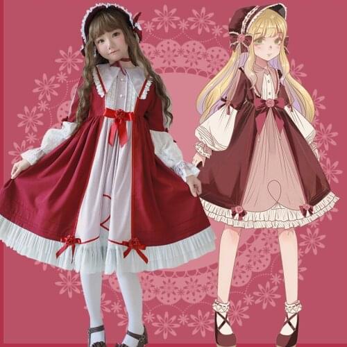 Princess tea party sweet lolita dress vintage lace bowknot peter pan collar lantern sleeve victorian dress kawaii girl loli cos