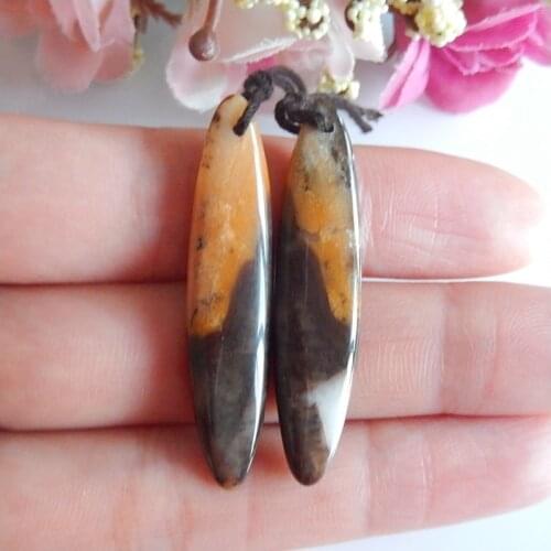 Birthday gift,Natural Arborization Opal Gemstone Fashion woman Earrings,Semiprecious jewelry earring,40x9x4mm,4.9g