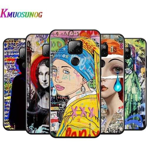 Popular Art Graffiti For Huawei Mate 10 20 20X(5G) 30 40 40RS Nova5i PRO Lite Plus Black Soft Phone Case