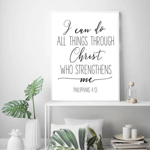 Posters Canvas Painting Bible Verse Philippians 4:13 Nursery Wall Art Modern Scripture Quotes Christian Prints Home Wall Decor
