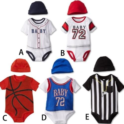 Tide Baby Boy Sport Outfits Basketball Hat Suits Baseball Baby Rompers Kids Coach Costume Numbers Printed 2 Pieces Body Suits