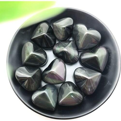 1PC Natural Colorful Rainbow Obsidian Heart Shape Healing Crystals Very Beautiful Natural Stones and Minerals