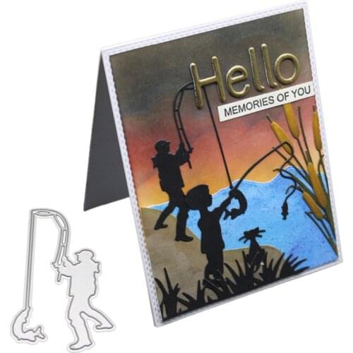 Fishing Metal Cutting Dies Stencil DIY Scrapbooking Album Stamp Paper Card Embossing Craft Decor