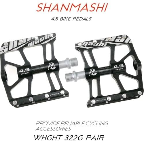 Shanma 4.5 Carbon Fiber Pedal Bicycle Pedal 3 Bearing Mountain Bike Peilin Pedal Tread Wide and Comfortable