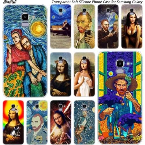 Hot Funny Mona Lisa Van gogh Silicone Phone Case For Samsung Galaxy J8 J6 J4 2018 J2 Core J5 J6 J7 Prime J3 2016 2017 EU J4 Plus