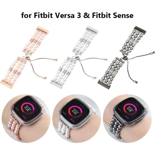 Replacement correa for Fitbit Versa 3 Band Adjustable Wristband Pearl Bracelet for Fitbit Sense Strap Wristband New 2021