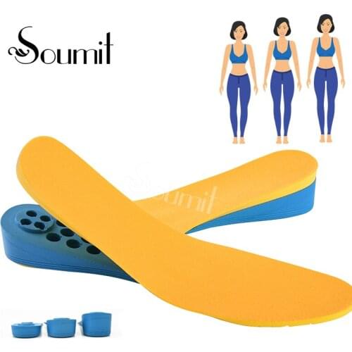 Soumit Detachable Height Increase Shoes Insole for Men Women PU Velvet Shoes Pad Elevator 2/3/4 CM Up Cushion Invisible Inserts