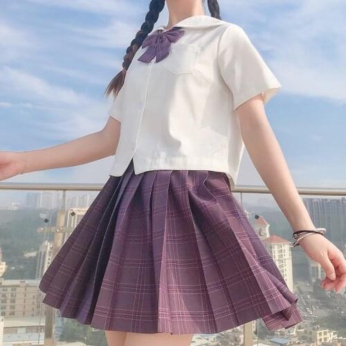 Students JK uniform Plaid Orthodox Basic Stylish Suit Female 2020 Summer New Sailor Three-Piece Suit japanese school uniform