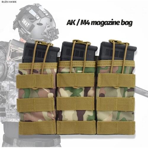 AK M4 Single / Double / Triple Molle Magazine Pouch Tactical Vest Nylon Cartridge Pouches Vest Accessories Bag