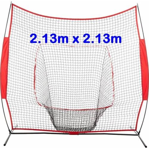 Baseball Bat Training Net 7' x 7' 1.75" Meshes Edge 420D Nylon Fabric 7/8" Dia. 0.8mm Thick Metal Bracket 12.7mm Glassfiber Post
