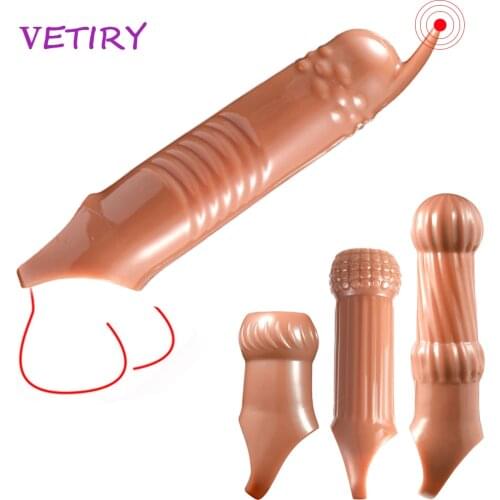 VETIRY Penis Extender Sleeve Sex Toys For Men Reusable Condom Cock Rings Delayed Ejaculation Adult Products Penis Enlargement