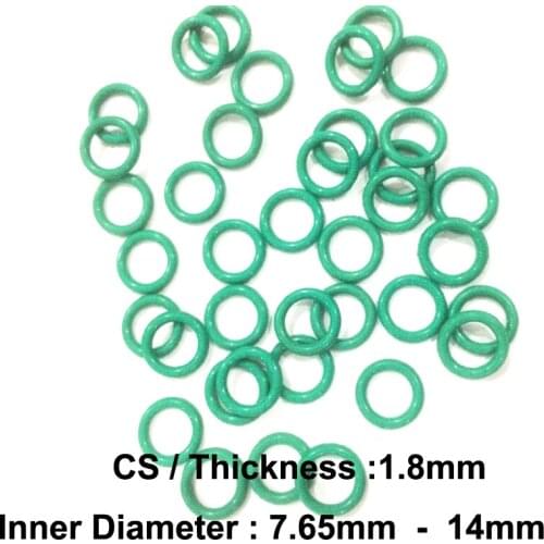 100 PCS O-Ring CS1.8mm x ID 7.65/7.8/8/8.5/8.75/9/9.5/10/10.6/11.2/11.8/12.5/13.2/14 Fluorine Rubber Gaskets Sealing FKM O Ring