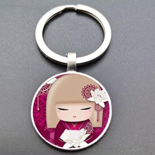 Japanese girl face keychain car keychain bag charm best friend gift