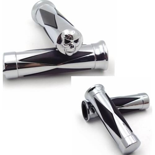 SKULL 22mm Grips Handlebar Grips For Harley davidson Softail Cross Bones Deuce Rocker Aftermarket free shipping motorcycle parts