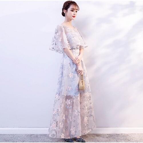 Jacquard Pink Lace Prom Dresses O Neck Half Sleeve Hollow Out Dress Long Formal Evening Dress robe de soiree