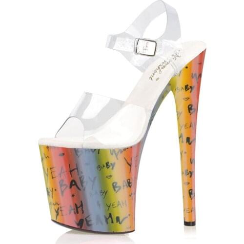 20CM Nightclub Retro Pole Dance Shoes High Platform Sandals Stage Women Stripper Heels Open Toe Sexy Fetish Party Models Show