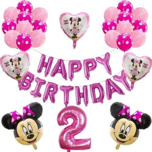 1set Mickey Minnie Mouse Foil Balloon 30inch Number Balloons Baby 1 2 3 4 5 6 7 8 9st Birthday Party Decoration Kids Toy Globos