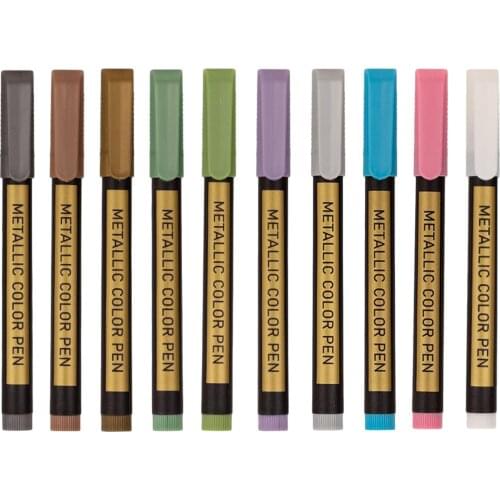 10x Metallic Marker Pens for Paper Card Making DIY Photo Album Marker Pen Markers Paints Pens Art Permanent Writing Markers