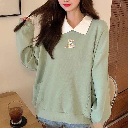 2021 Popular Clothes Hamster Oversized Sweatshirt Printing Cotton Sweatshirt Tops Kawaii Teen Girls Clothing Animal Print Top