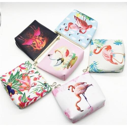 30pcs/lot! New Cute Flamingos Canvas Coin Purses Zipper Wallet Lady Coin Purse Wholesales