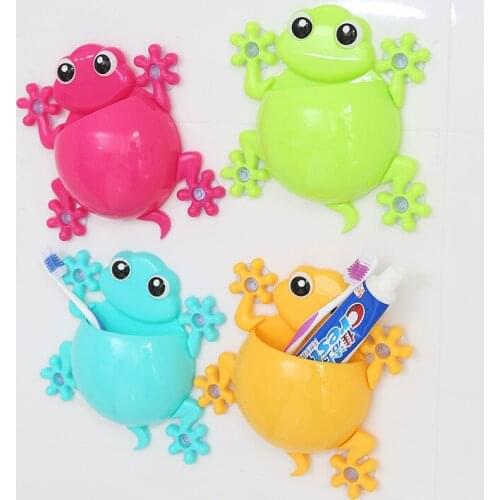 4PCS/LOT Funny Gecko Toothbrush Holder Cute Sucker Tooth Brush Holder Suction Cup Bathroom Accessories Set 4 COLORS
