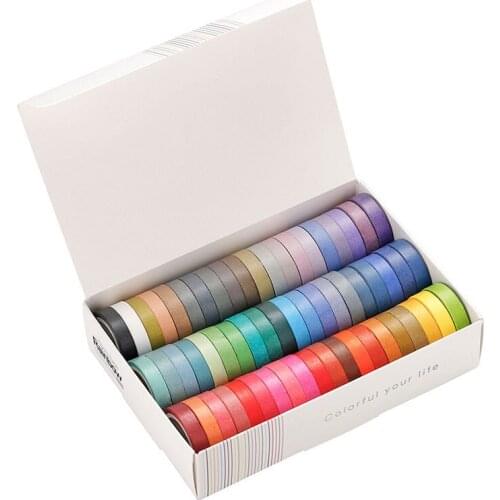 60 Pcs Basic Solid Color Washi Tape Set Rainbow Masking Tape Decorative Adhesive Tape Sticker Scrapbook Diary Stationery
