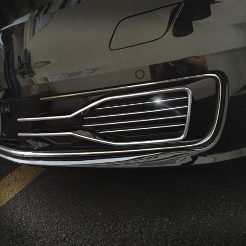 Car Front Bumper Fog Lamp Grille Grill Decorative Trim Strip For Audi A6 2016 2017 Exterior Accessories Stainless Steel Stickers