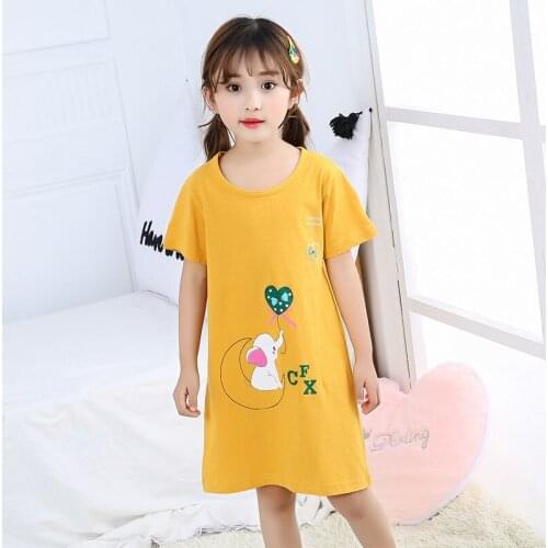 Kids Cotton Nightdress Little Teen Girl Pajamas Dresses Children Cartoon Summer Nightgown Home Clothes Kids Sleepwear