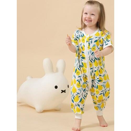 Baby Sleeping Bag Double Gauze Pure Cotton Short Sleeve Spring Summer Children Pajamas Kids Boy Girls Nighty Clothes 0-4T