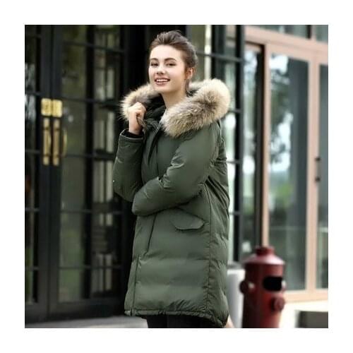 Eroean New Arrivals Large Raccoon Fur Winter Jacket Female Down Parkas Long Hoody Warm Women Coats Hot LX1189