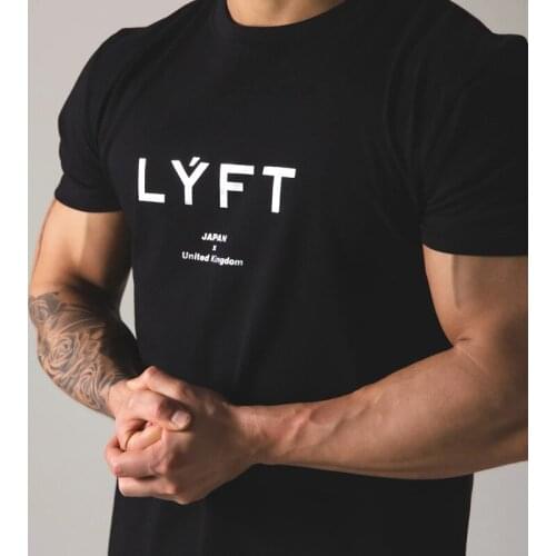 Running T-shirt Short Sleeve Cotton T Shirt Casual Print T Shirt Gym Fitness Bodybuilding Workout Male Tee Tops JAPAN Brand Men