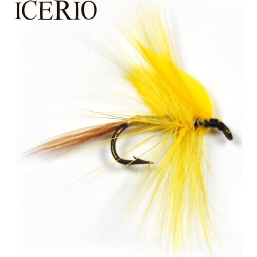 ICERIO 10PCS Yellow Wing Drake Mayfly Wet Flies Trout Fly Fishing Lure #10