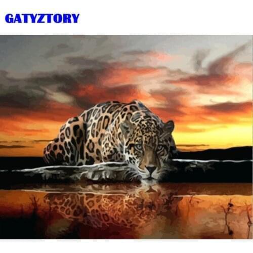 Frame Leopard Animals DIY Painting By Numbers Acrylic Picture By Numbers Oil Painting On Canvas For Home Decor Artwork 60x75cm