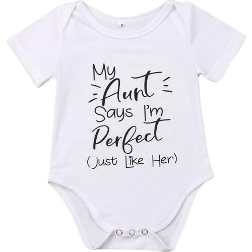 Newborn Baby Boy Girl Unisex 0-18M Bodysuit Short Sleeve Letter Print Jumpsuit Funny Clothes