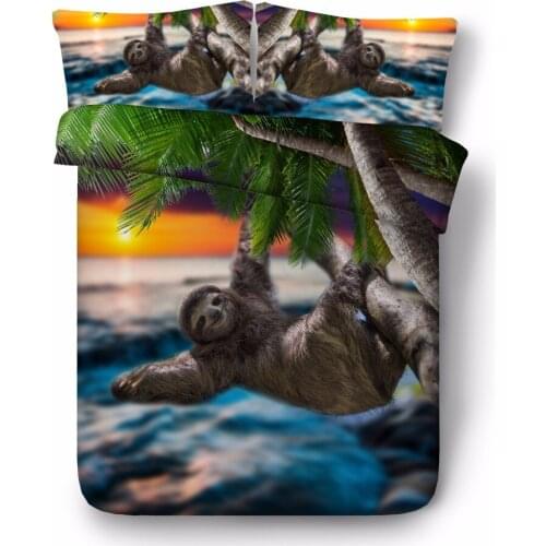 Free shipping 3d animal sloth 1 duvet cover&2 pillow cases twin/full/queen/king/super king size bradypod bedding set