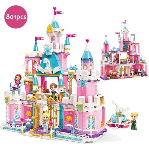 800pcs Princess Castle Building Block Bricks DIY Castle Blocks Set Girl Model Slide Brick Toys Compatible With Friends Kids Gift