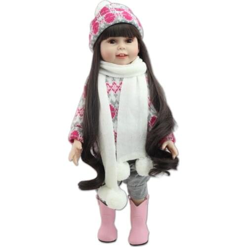 NPK 18 inch American Doll bebe reborn girl fashion dolls full vinyl silicone reborn baby doll bath toys gift