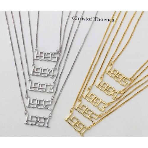 Authentic 925 Sterling silver White /Gold Initial 1991 Year Pendant Personality necklace Birthday Gift Handmade Jewelry TLx1006