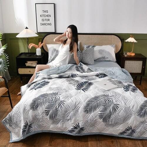 Summer Air Condition Thin Blanket Leaf Flamingo Washed Cotton Cool Quilt Kids Adult Comfortable Comforter Office Sofa Throw New