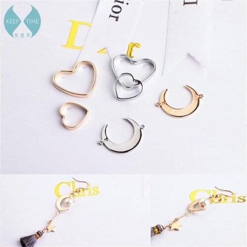Ritoule Copper DIY long earrings material size love moon double fringe earrings pendant accessories