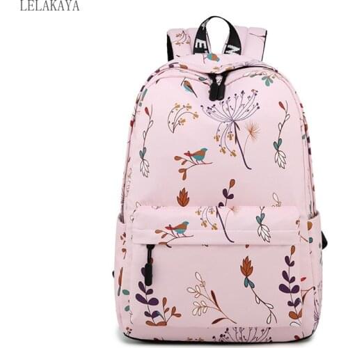 Fashion Flower Printing Multifunction Backpack Teenager Girls College Laptop Bookbag Waterproof Polyester Women Travel Backpacks