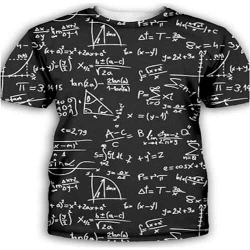2021 summer men and women 3D physics formula math printing T-shirt casual fashion personality street mens clothing