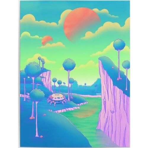 Wall Art Poster Modular Green Street View Cartoon Pictures HD Printed Canvas Cool Painting Home Decoration Living Room No Frame