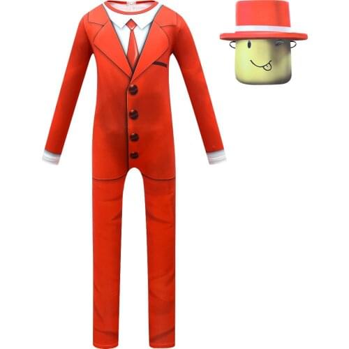 New! Anime Cosplay Pocket Devs-Roblox Jumpsuit Mask Boys Sets for Children Halloween Birthday Party Performance Clothes C39K160